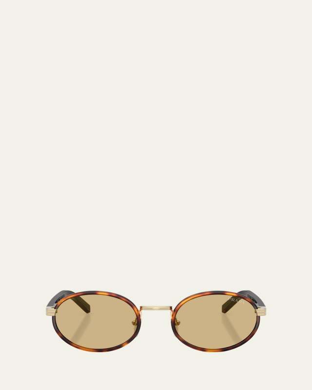 0PR B56S Steel Oval Sunglasses